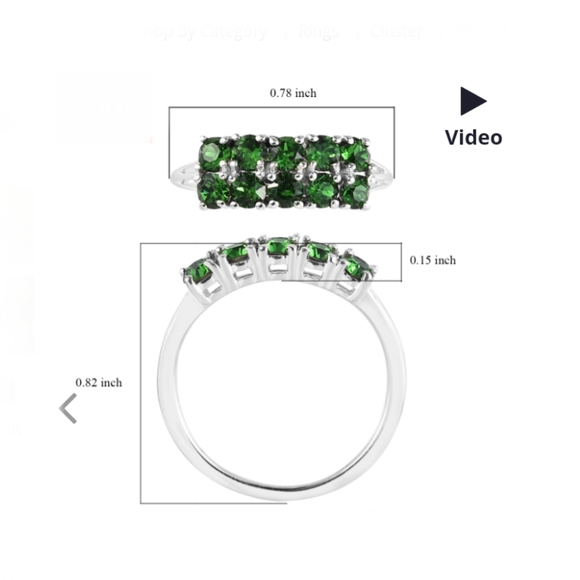 Fern green Austrian crystal, double row ring, Sz.6 - Picture 4 of 4